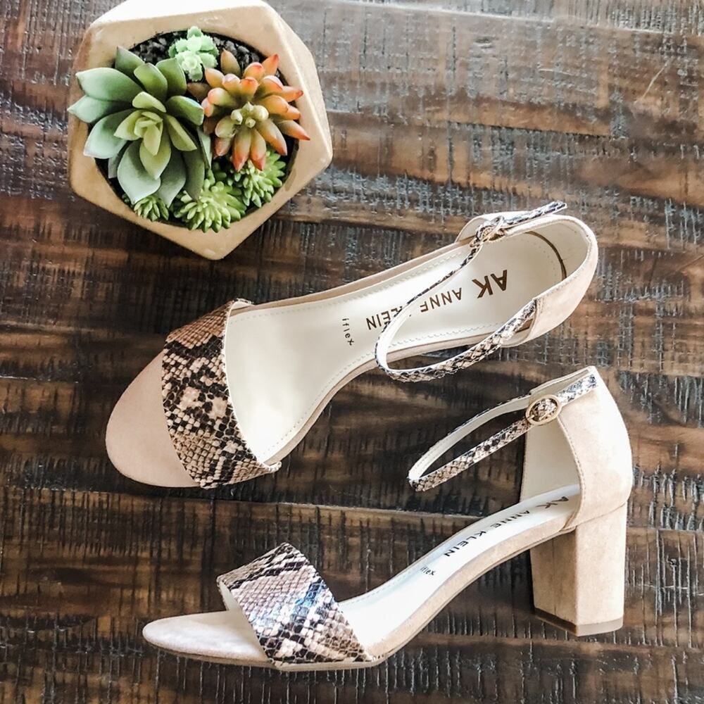 Ann Klein Camila Snake Print Block Heel Sandal